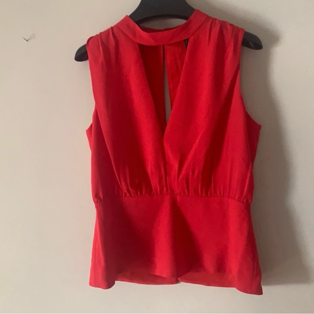 NWT BCBGMaxAzria Vibrant Red Sleeveless Blouse | Sexy Date Night | Size Medium